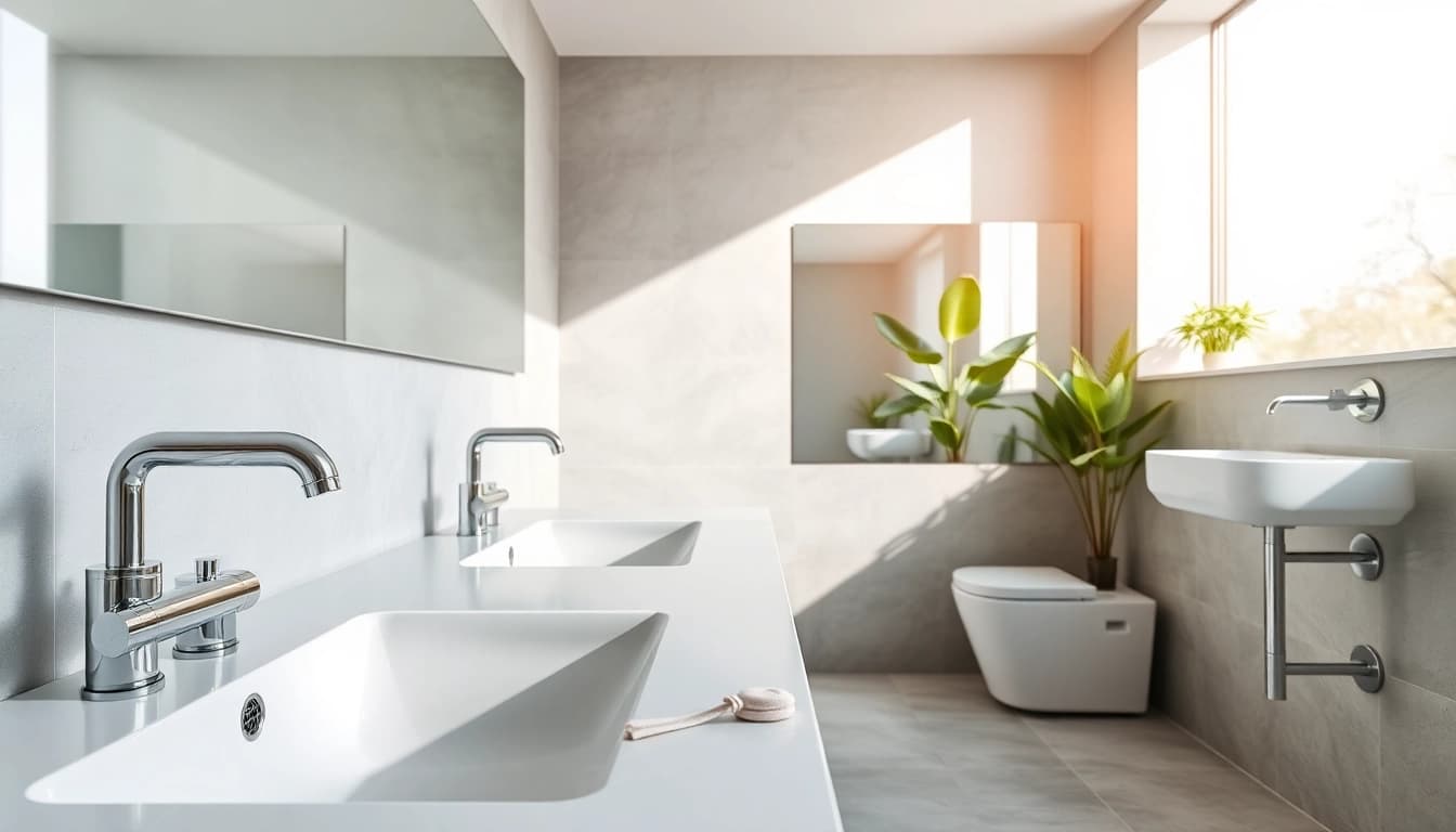 sonni sanitär GmbH präsentiert hochmoderne Sanitärlösungen in einer eleganten Badezimmer-Umgebung.