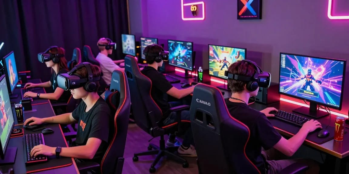 Engaging players immersed in various XXX games online, showcasing a vibrant adult gaming atmosphere with colorful screens and ambient lighting.