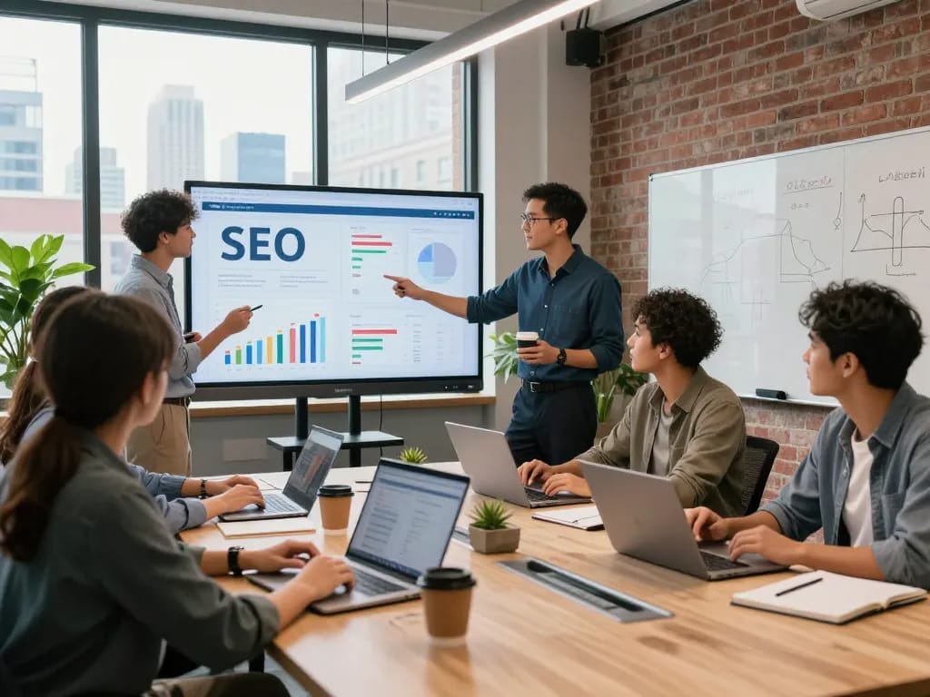 Strategic New York SEO Services team collaborating in a modern office