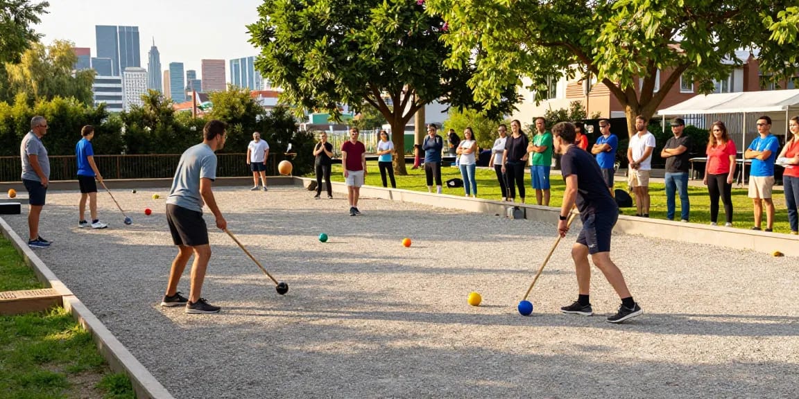 Petanque dalam suasana ceria di fopikotakendari.org dengan pertandingan yang melibatkan berbagai pemain.