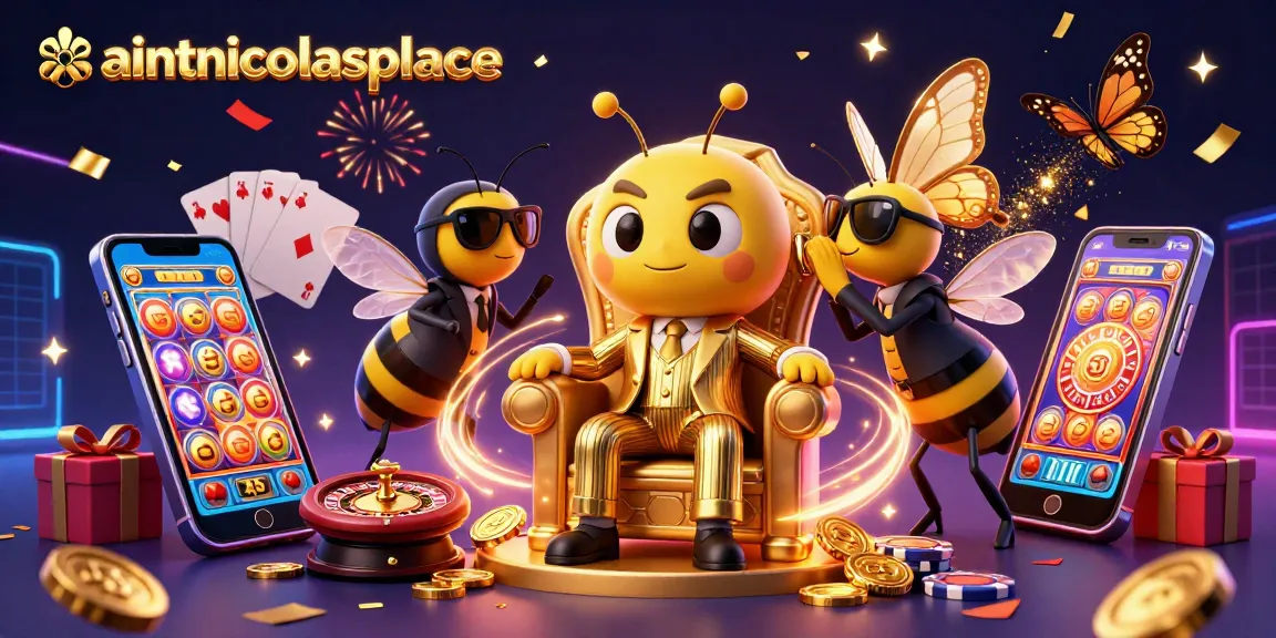 Experience thrilling action at saintnicolasplace with a buzzing bumblebee mob boss in a vibrant casino setting.