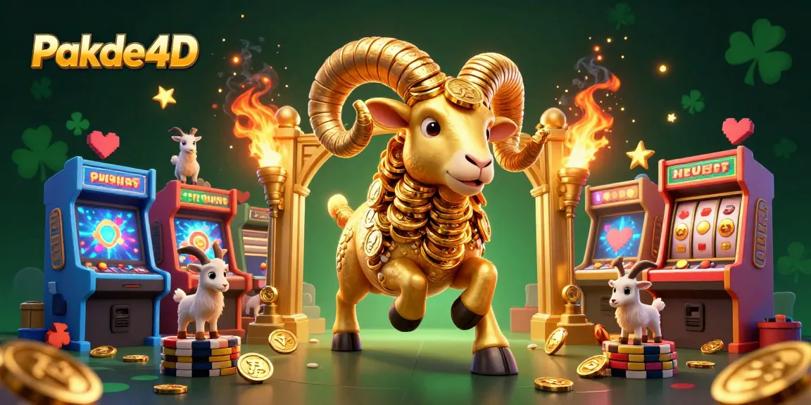 Experience thrilling jackpot adventures with Pakde4D as a golden ram charges through vibrant casino scenes.