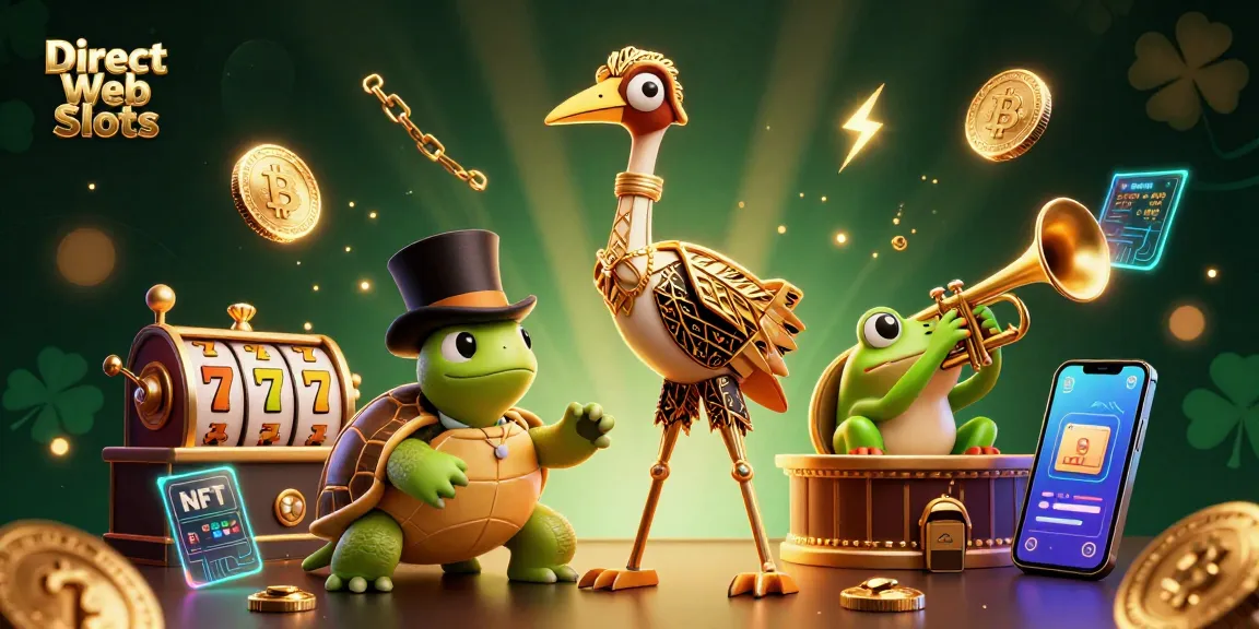 Spin to win with Direct Web Slots featuring a lively 3D casino scene of playful characters and vibrant elements.