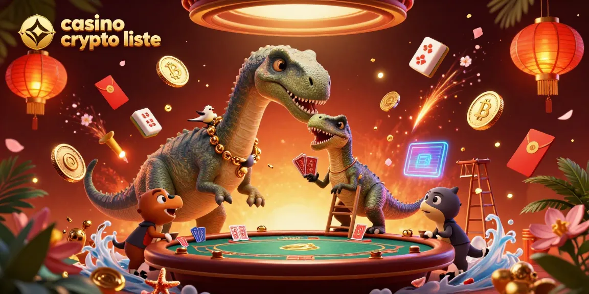 Animation captivante avec la liste des casinos crypto, mettant en scène des pièces et des éléments blockchain.