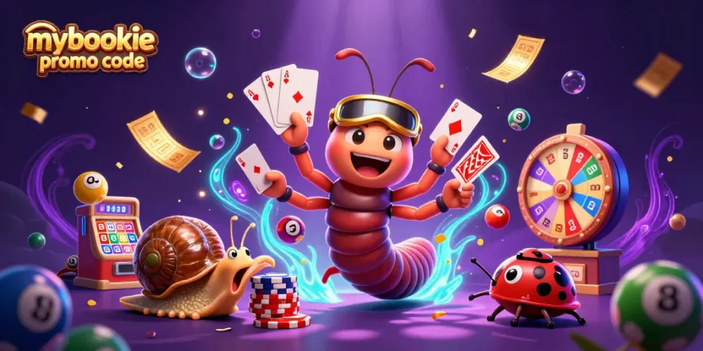 Spin to win with the mybookie promo code, featuring vibrant characters and dynamic game elements!