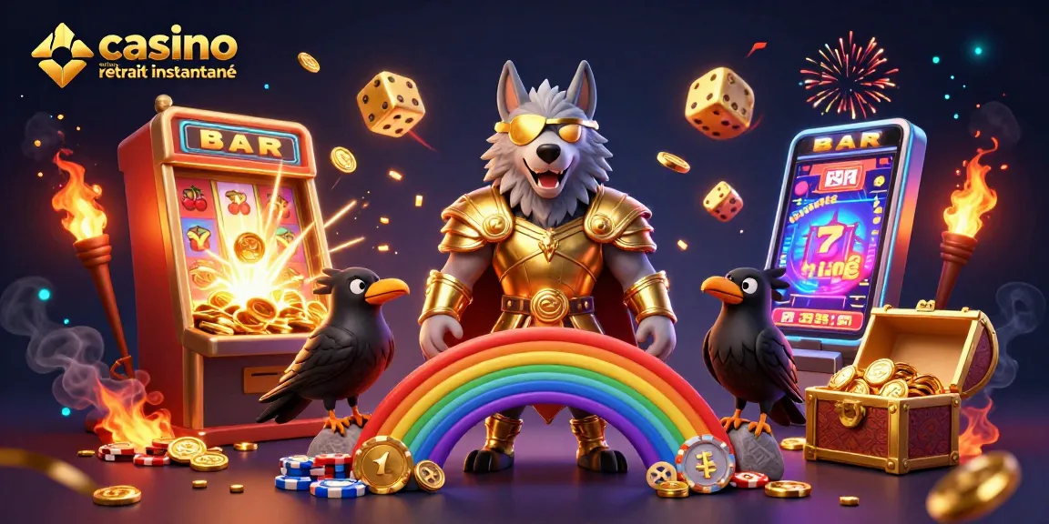 Gagnez rapidement avec un casino en ligne retrait instantané dans une illustration 3D vibrante.