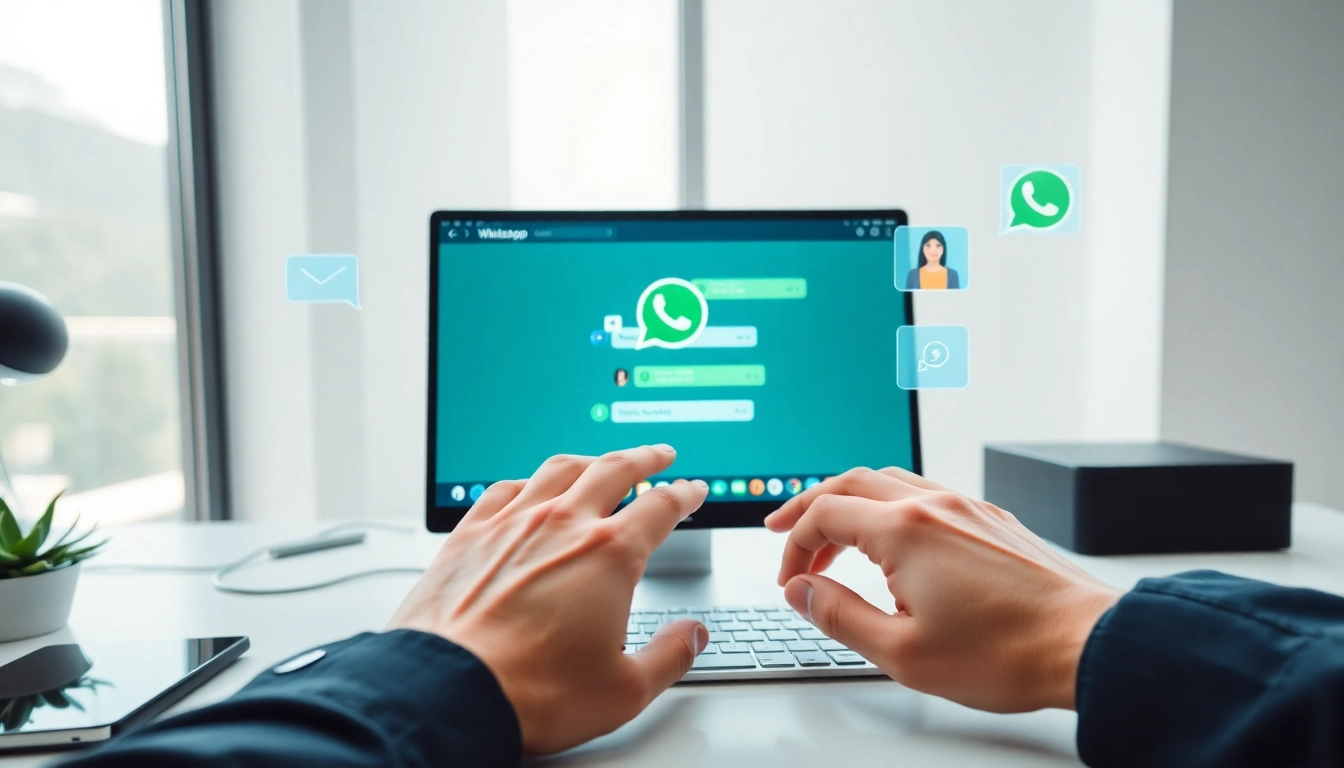 WhatsApp网页版 用户在现代桌面界面上发送消息，展示通信功能。