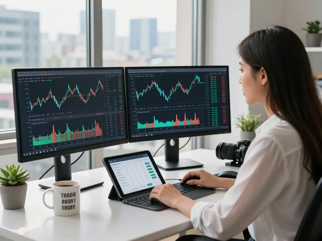 Generating passive income crypto strategies in a professional financial workspace with live market analysis