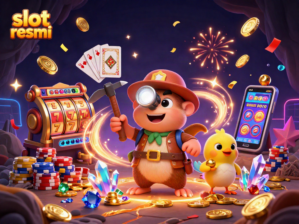Spin the reels of slot resmi for exciting wins in this vibrant casino illustration.