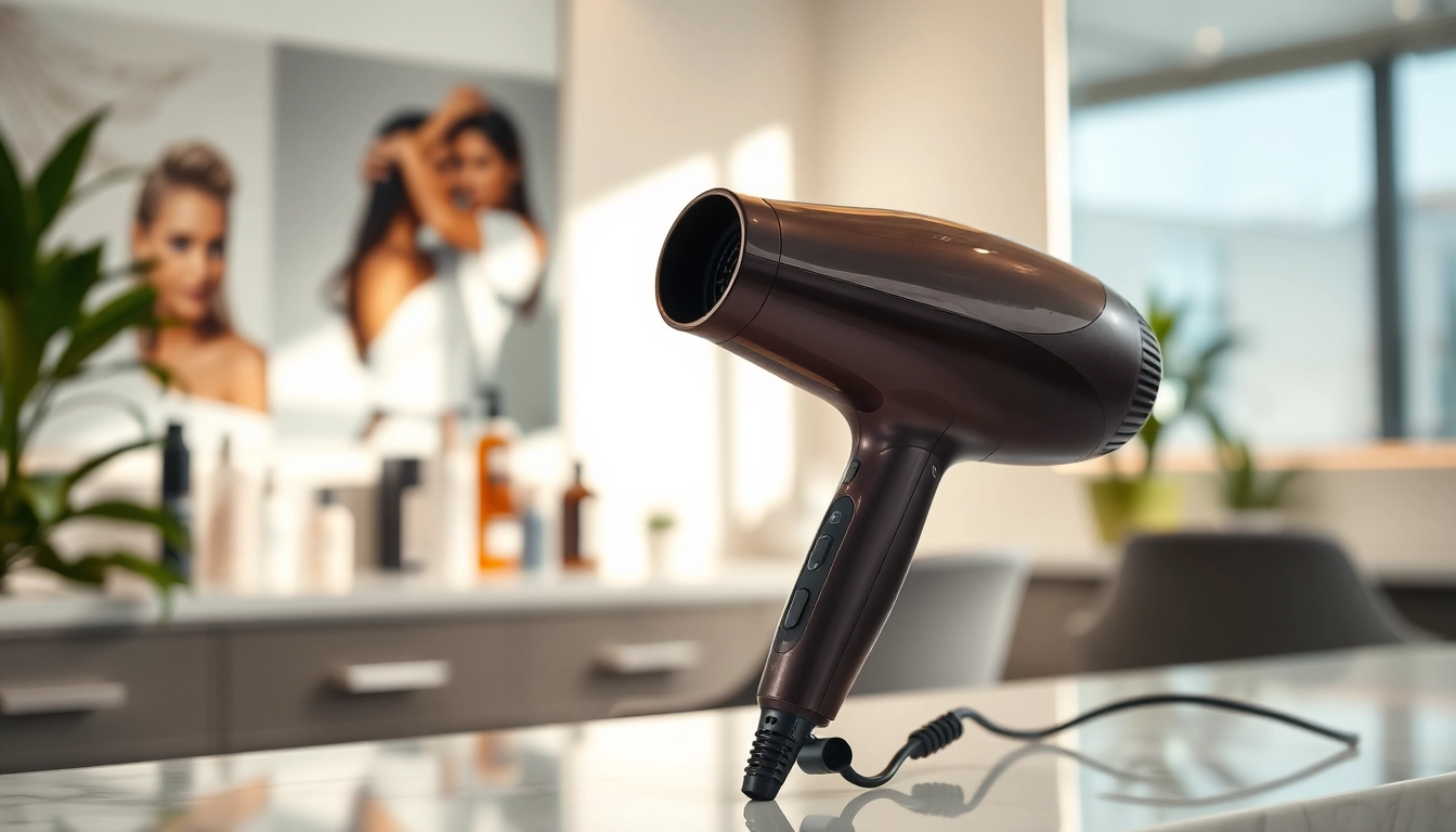 Using a hair dryer for fine hair showcases its sleek design and effective styling power.