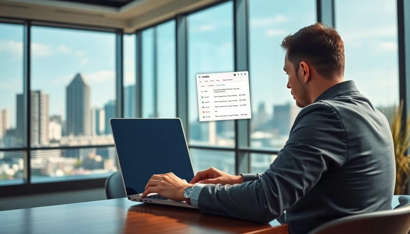 Extracting emails with a linkedin email scraper tool in a modern office environment.