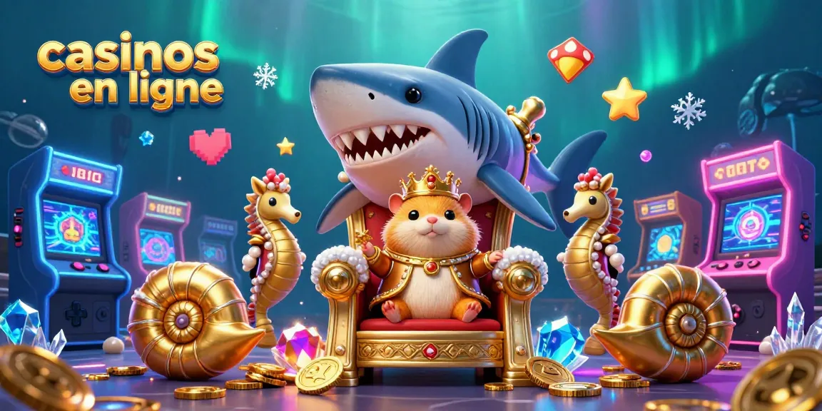 Explorez les casinos en ligne avec un roi hamster en or entouré de gardes hippocampes et d'éléments ludiques.