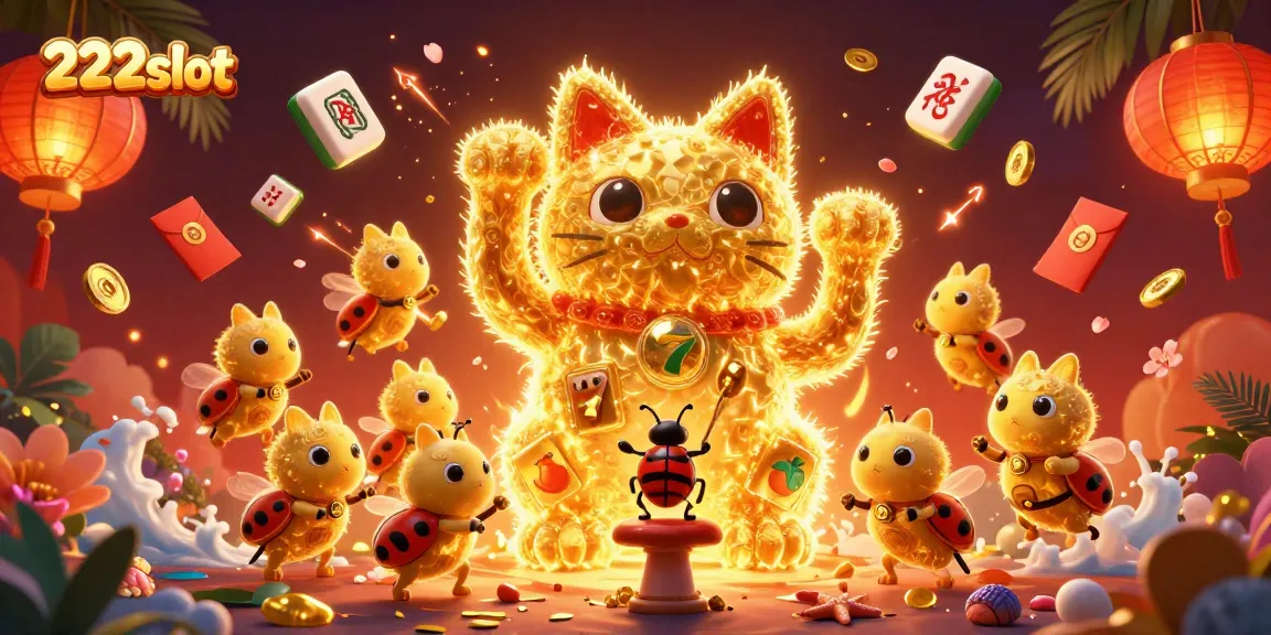 Mainkan permainan slot online di 222slot dengan simbol keberuntungan dan suasana meriah.