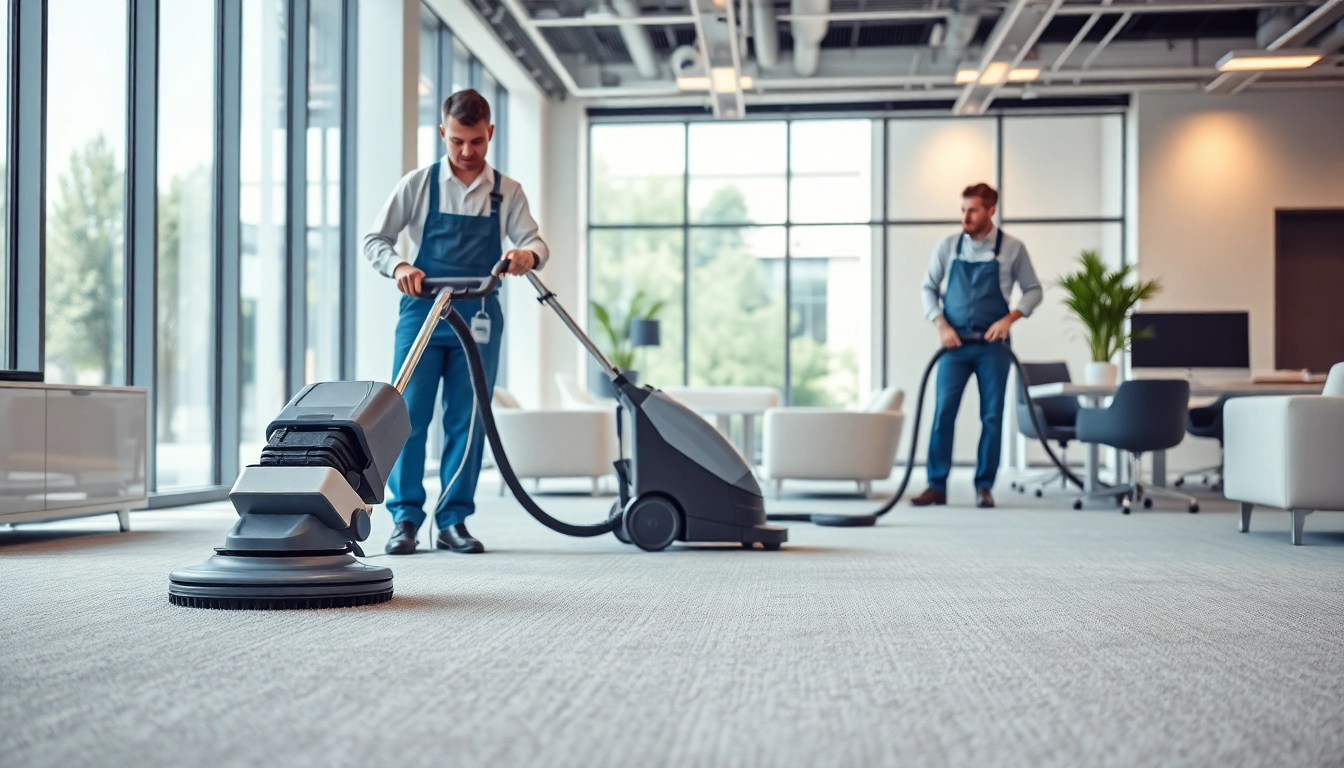 Efficient commercial carpet cleaning in a modern office environment showcasing expert techniques.