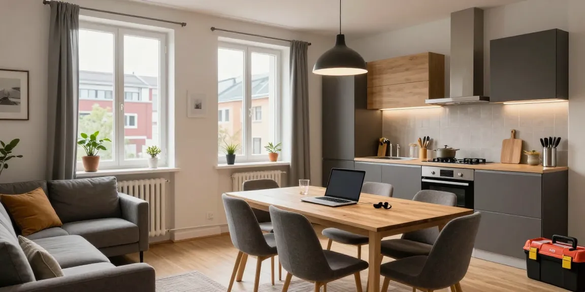 Monteurzimmer Hannover - komfortables Apartment mit modernem Wohnbereich, ideal für Handwerker und Geschäftsreisende.