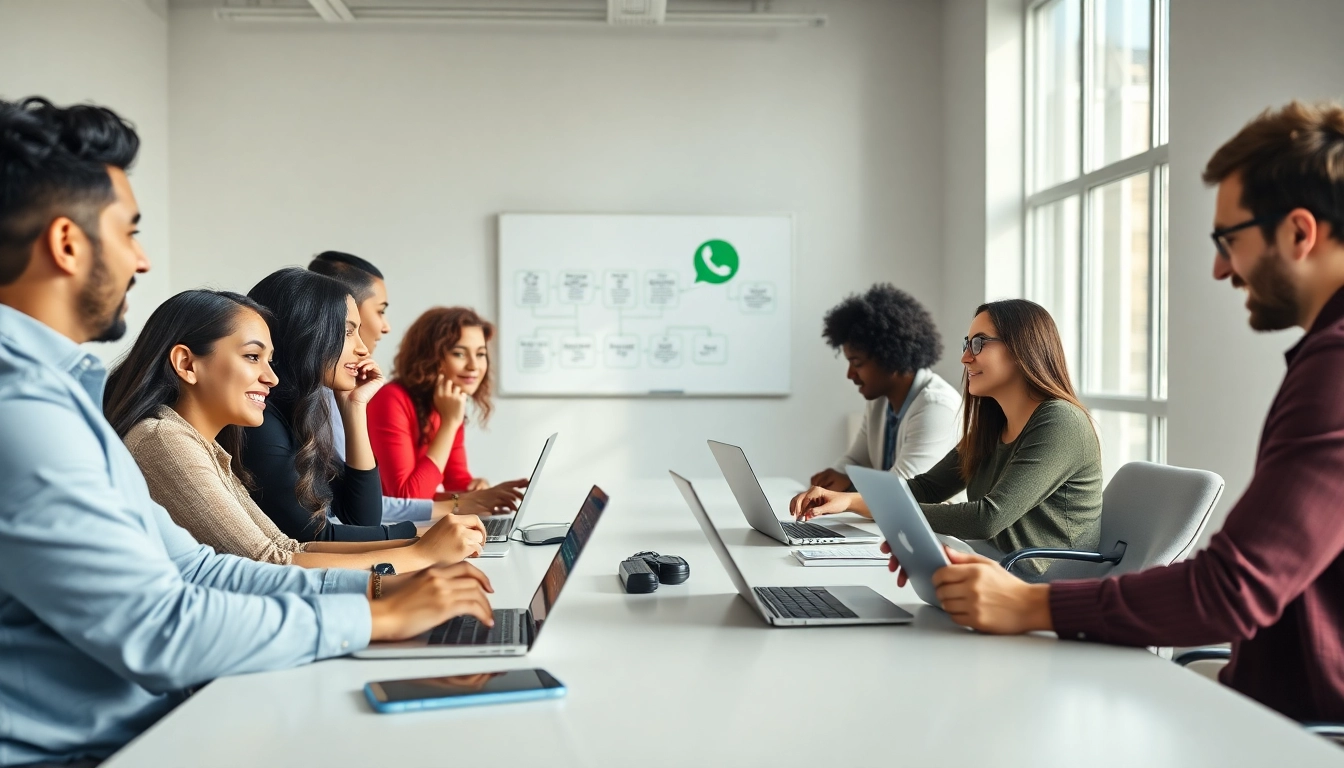 Optimize customer engagement using WhatsApp Business CRM in a collaborative office setting.