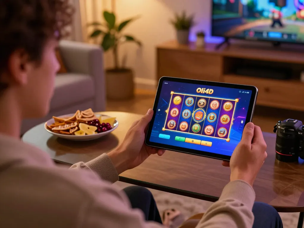 Engaging gameplay on Oli4D alternatif platform, showcasing vibrant slot graphics and cozy atmosphere.