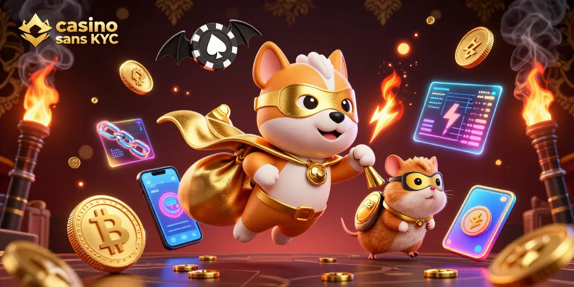 Jouez au casino live sans KYC avec des personnages colorés et des pièces de crypto-monnaies