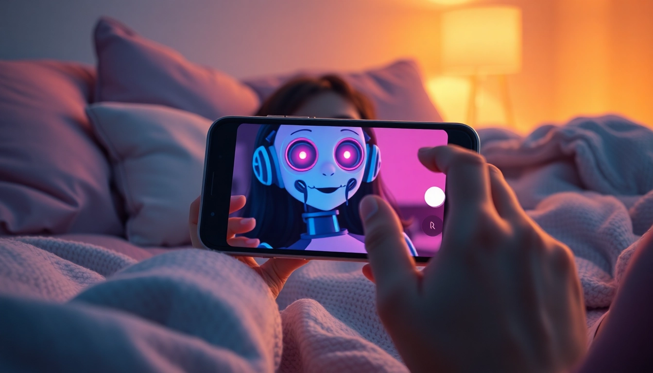 Engaging ai sexting interaction on a cozy smartphone chat.