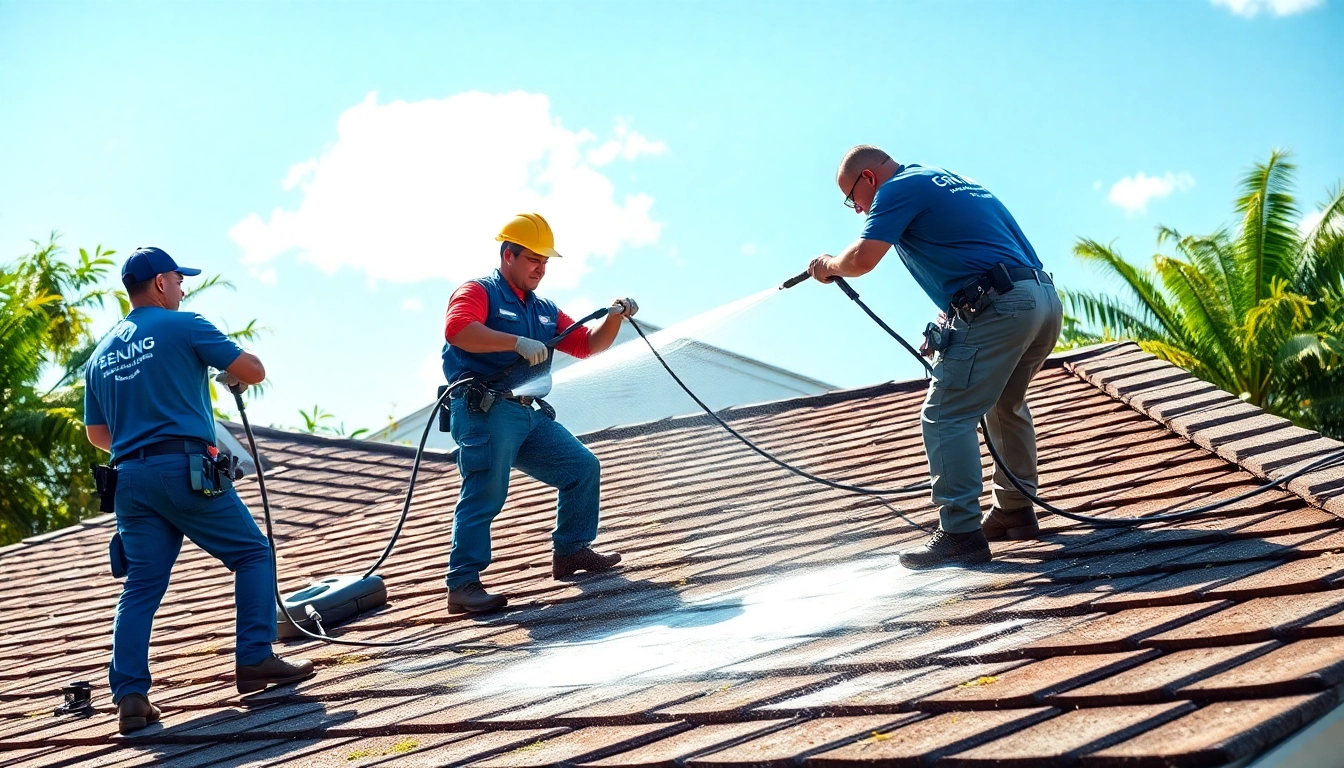 Roof cleaning by professionals using soft wash technology in Kissimmee for optimum exterior care.