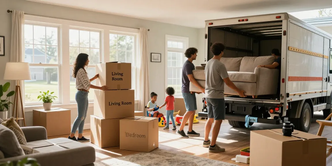 Cullen moving services assisting a family in Aston, PA with packing and organizing during their residential move.