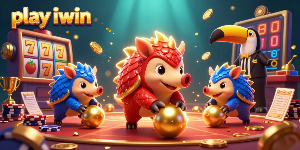 Engage in exciting moments as you play iwin with animated pangolins amidst a vibrant gambling scene.