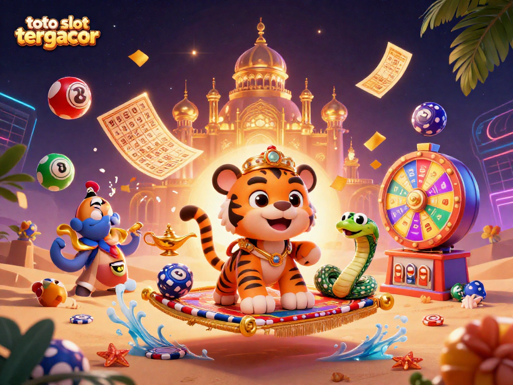 Experience the thrilling action of toto slot tergacor with colorful lottery balls and casino elements.