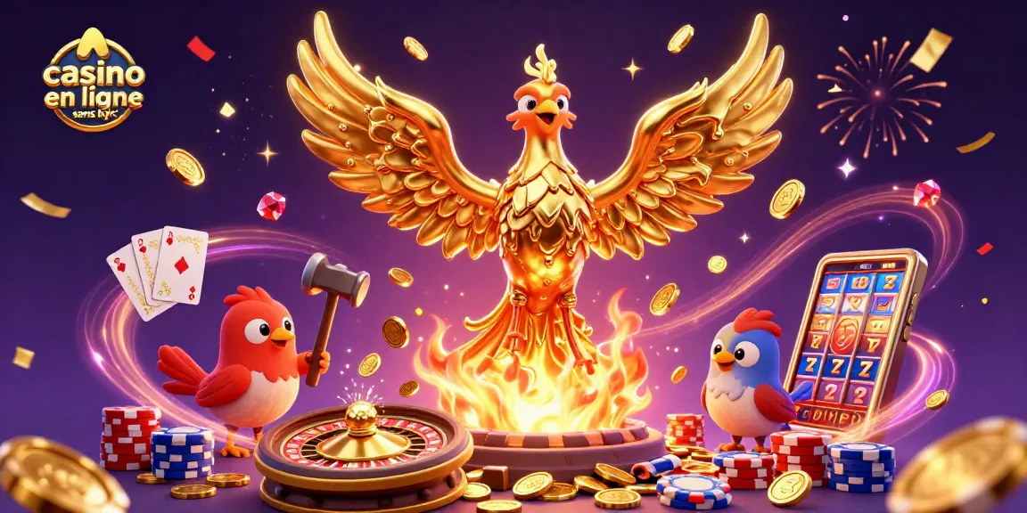 Images des gains riches d'un casino en ligne sans KYC avec des effets de lumière éblouissants.