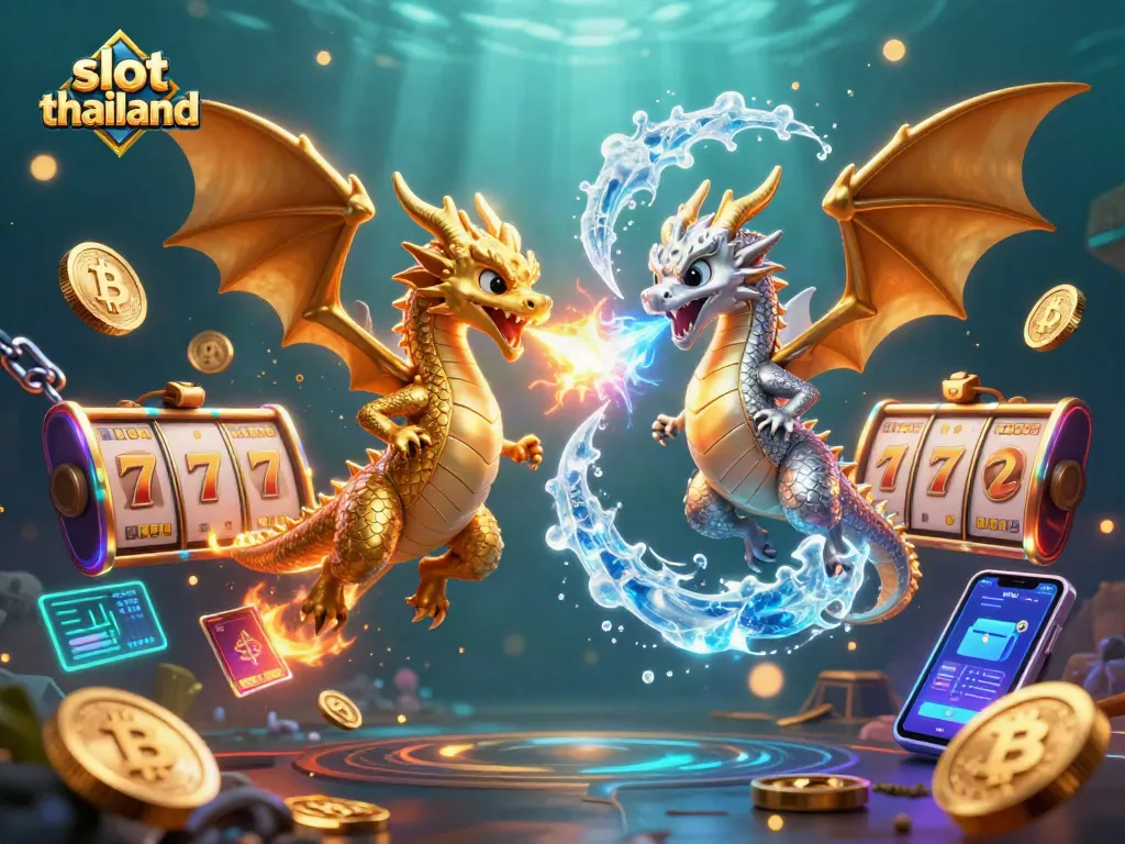 Engage in thrilling gameplay with slot thailand featuring dynamic dragons, neon coins, and exciting slot reels.