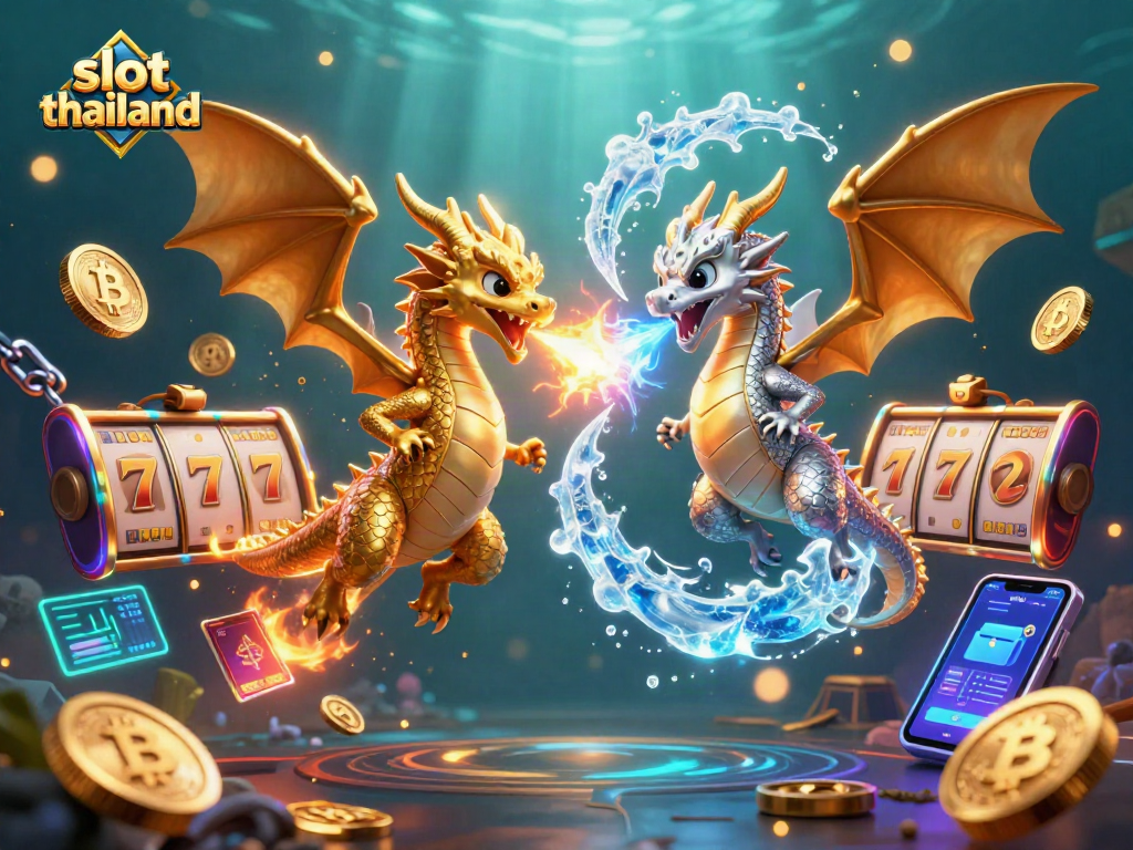 Engage in thrilling gameplay with slot thailand featuring dynamic dragons, neon coins, and exciting slot reels.