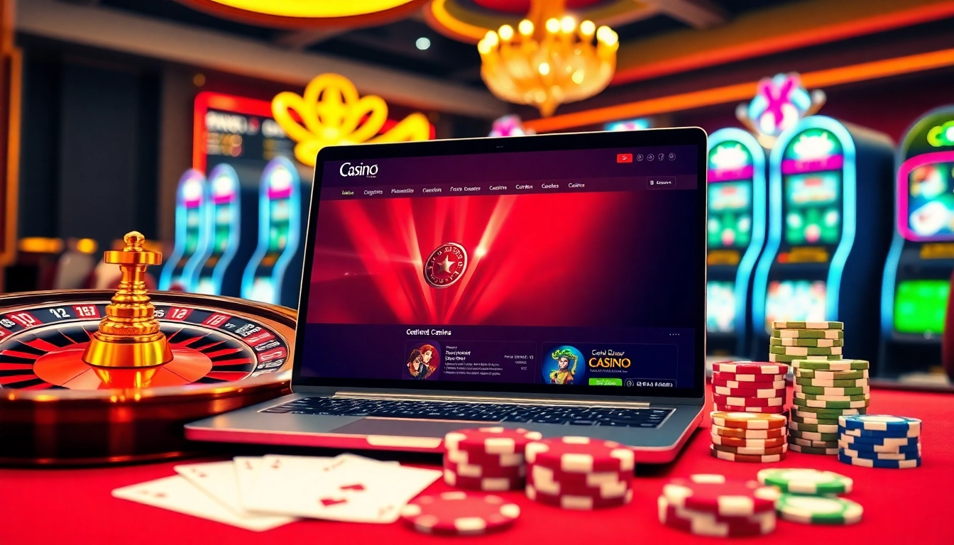 Découvrez l'excitation du casino en ligne Français avec des éléments de jeu vibrants tels que la roulette et les jetons de poker.