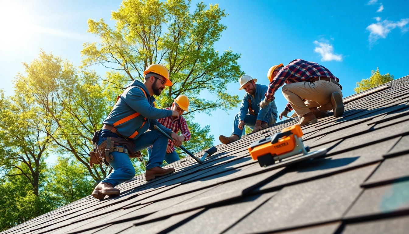 Reliable roofing services showcasing a professional team applying a new roof with quality materials.