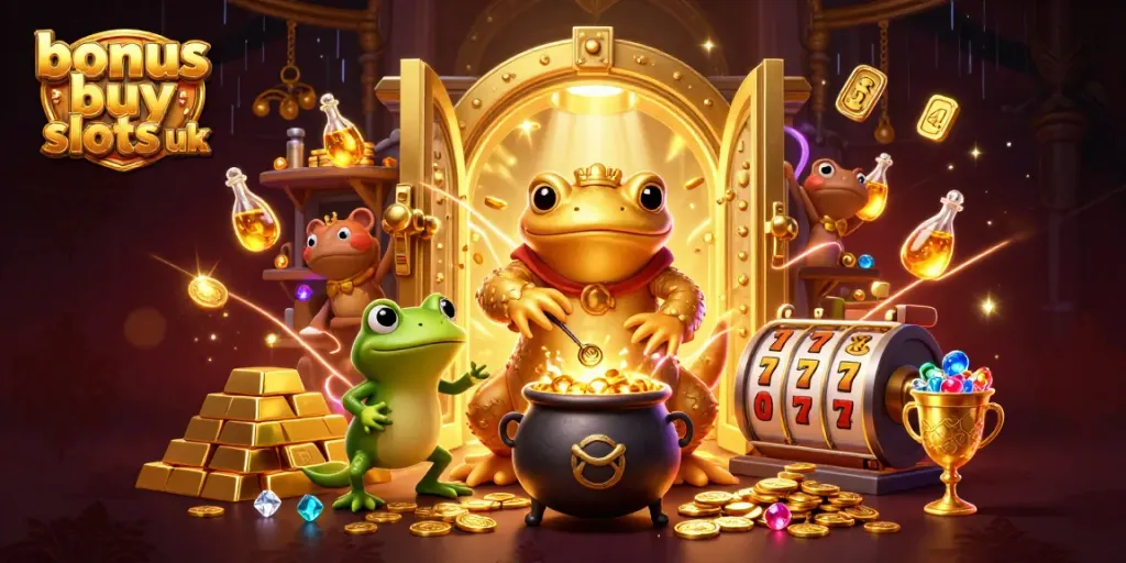 Experience the excitement of bonus buy slots uk in this vibrant 3D casino scene.