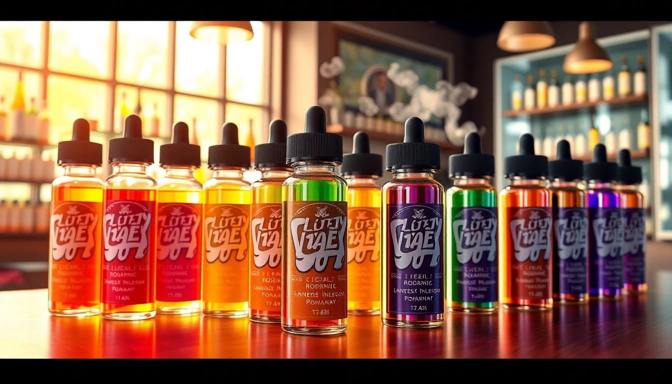 Showcase of geek bar flavors in a vibrant vape shop environment.