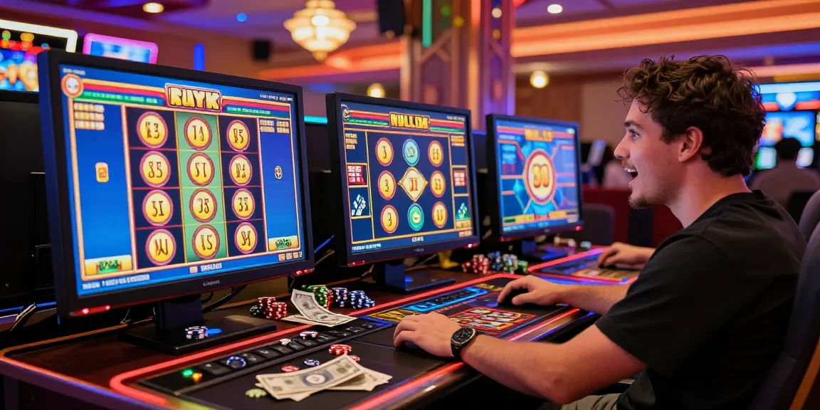 Player enjoying bonus buy slots UK at an online casino with vibrant gaming visuals and exciting atmosphere.