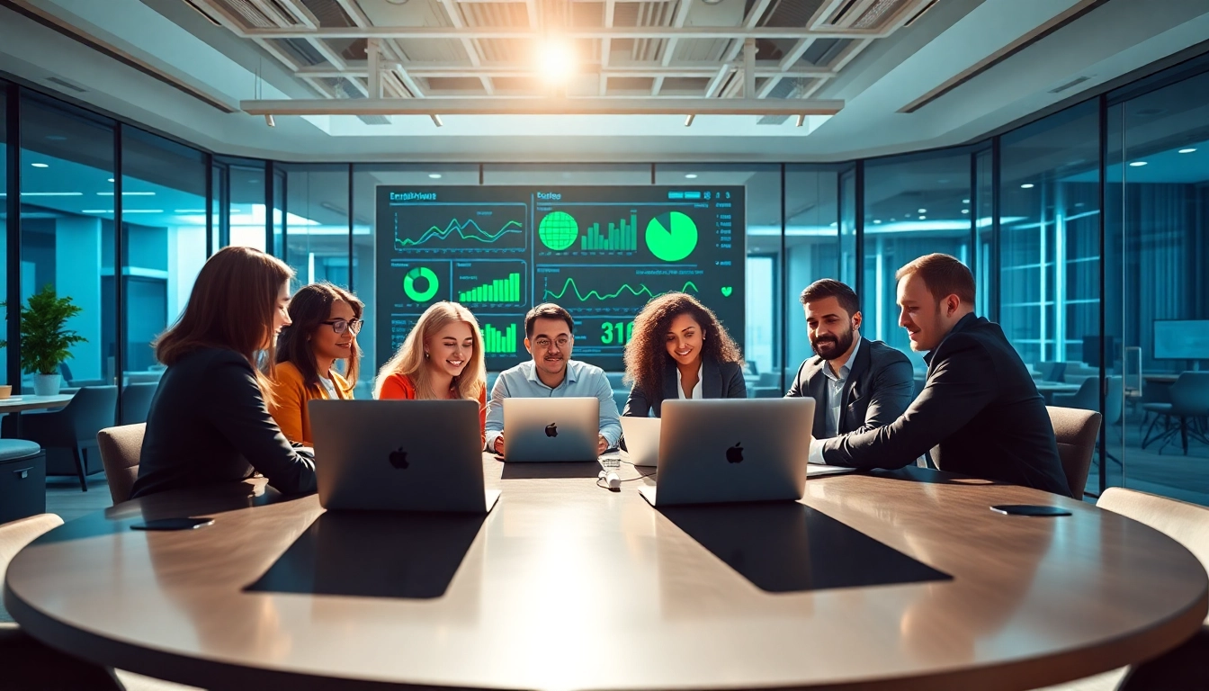 Team collaboration using enterprise assistant saas tools in a modern office.