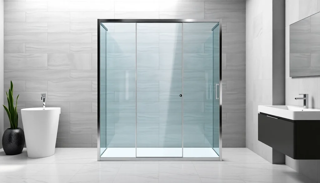 Découvrez la paroi de douche 150x200 en verre brillant pour une salle de bain moderne et élégante.