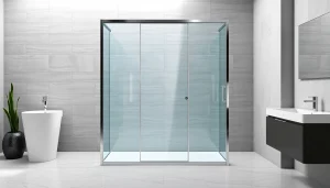 Découvrez la paroi de douche 150x200 en verre brillant pour une salle de bain moderne et élégante.