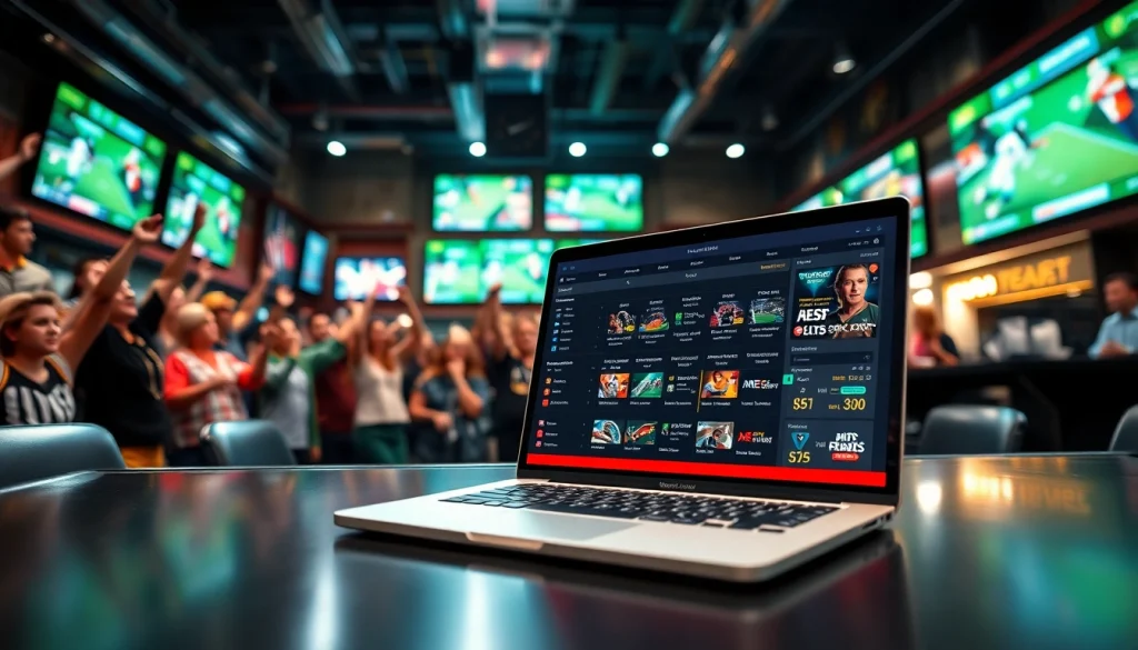 Engaging atmosphere of sports betting sites India showcasing a digital betting interface and sports excitement.