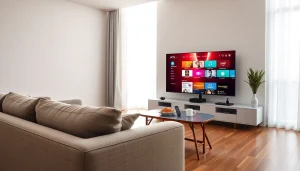 Enjoying iron iptv on a modern TV in a cozy living room environment.