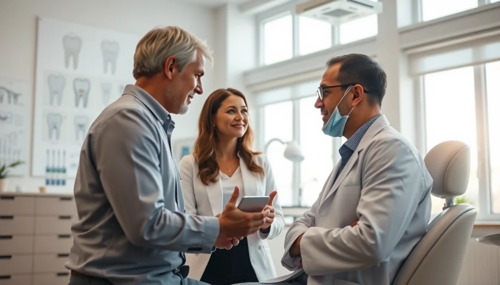 Engaging consultation by a Dental consultant Maryland in a modern office setting.