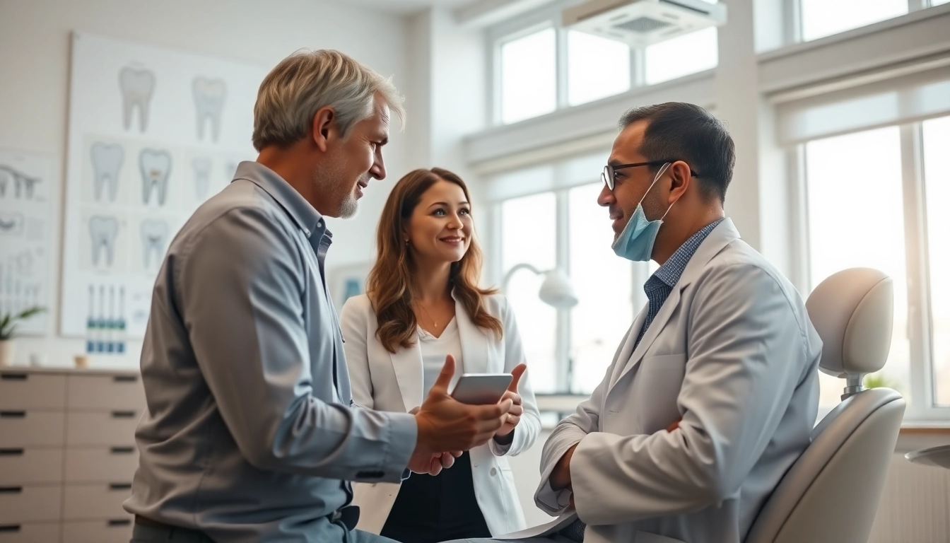 Engaging consultation by a Dental consultant Maryland in a modern office setting.