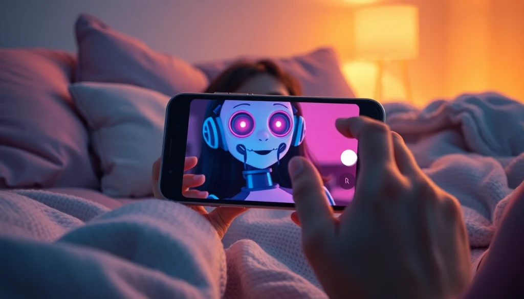 Engaging ai sexting interaction on a cozy smartphone chat.