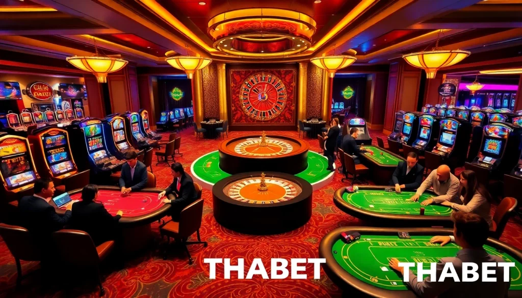 THABET casino offers an exciting gaming experience with vibrant tables and modern machines.