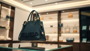 고급 레플리카 핸드백이 현대적인 부티크에서 돋보이는 모습입니다.