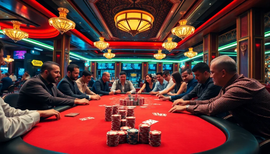 Engaging poker scene with players highlighting cs2 gambling sites reddit excitement in a vibrant casino.