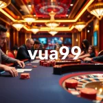 Exciting high stakes poker scene at a casino capturing the essence of vua99 gambling thrill.