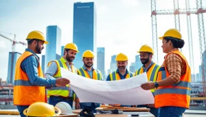 Manhattan Commercial General Contractor team collaborating on-site, showcasing professionalism and teamwork.