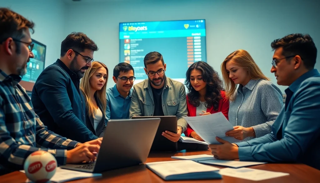 Engaged community members discussing safe betting practices on 토토스토리.