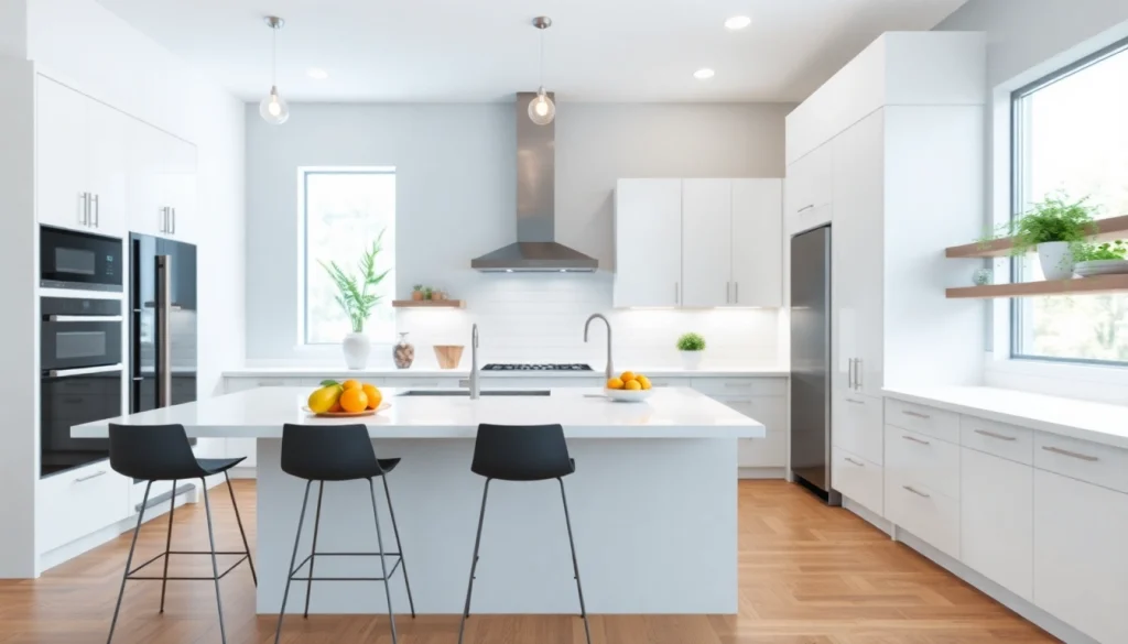 Revitalize your home with a stunning remodeling of a modern kitchen showcasing elegant design features.